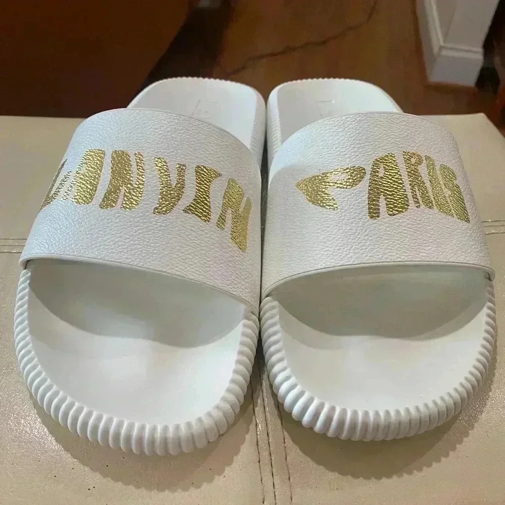 LANVIN Men’s Arpege Slide Logo Slip on Sandal flip flop Size 8.5 US / EU 42